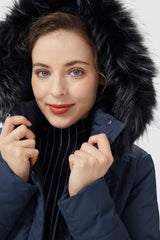 Orolay-Long Puffer Faux Fur Hood Down Coat-Long Puffer Faux Fur Hood Down Coat - Orolay, #color_Blueprint