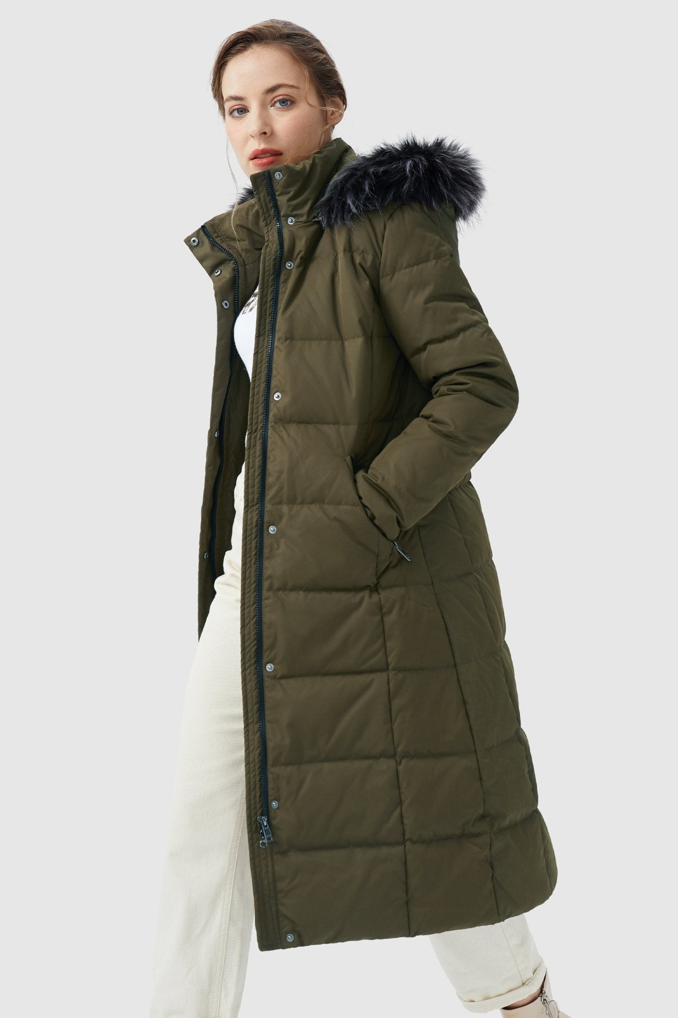 Orolay-Long Puffer Faux Fur Hood Down Coat-Long Puffer Faux Fur Hood Down Coat - Orolay, #color_Sea Turtle