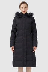 Orolay-Long Puffer Faux Fur Hood Down Coat-Long Puffer Faux Fur Hood Down Coat - Orolay, #color_Black