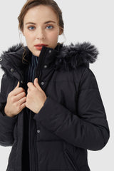 Orolay-Long Puffer Faux Fur Hood Down Coat-Long Puffer Faux Fur Hood Down Coat - Orolay, #color_Black