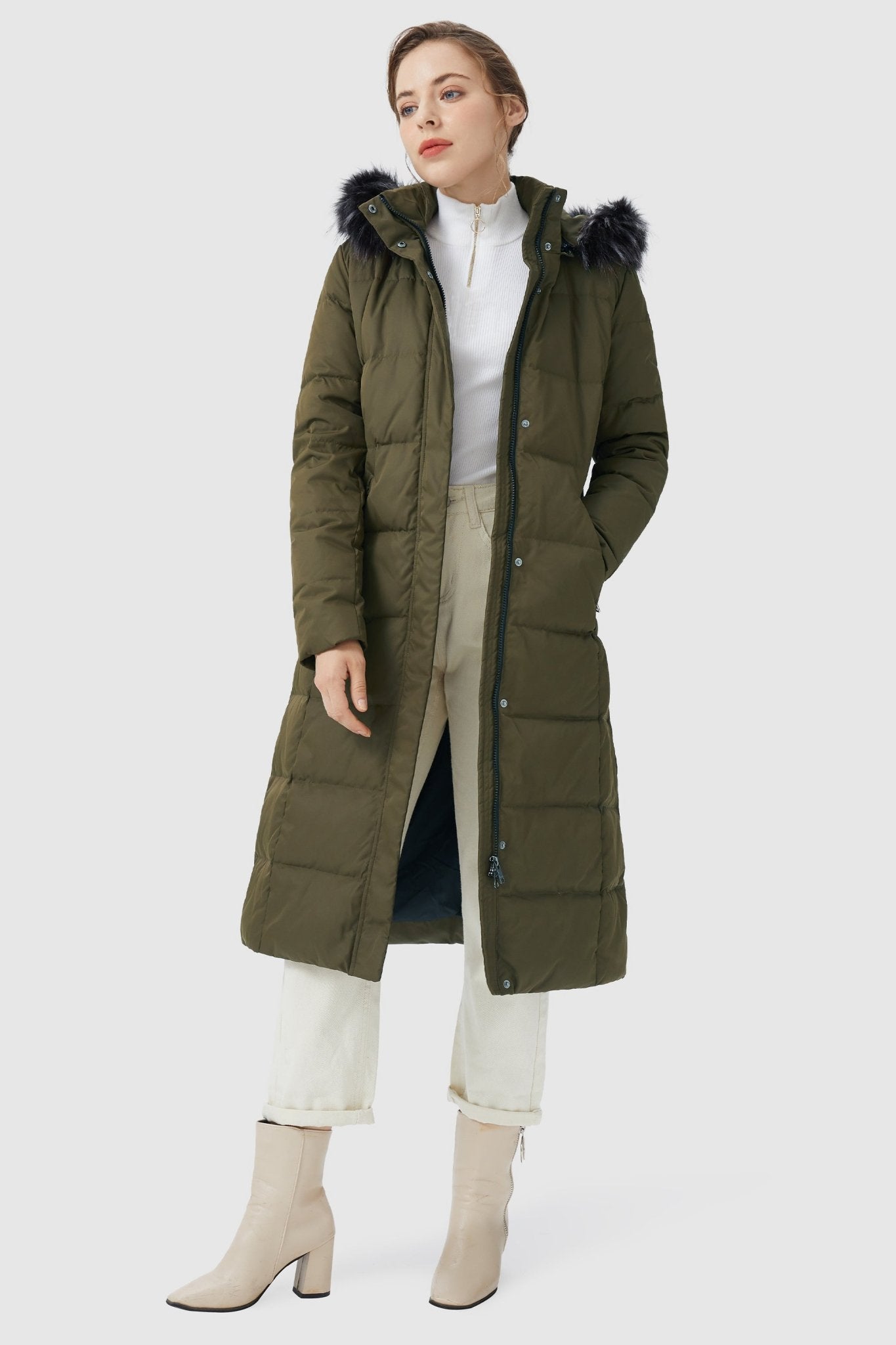 Orolay-Long Puffer Faux Fur Hood Down Coat-Long Puffer Faux Fur Hood Down Coat - Orolay, #color_Sea Turtle