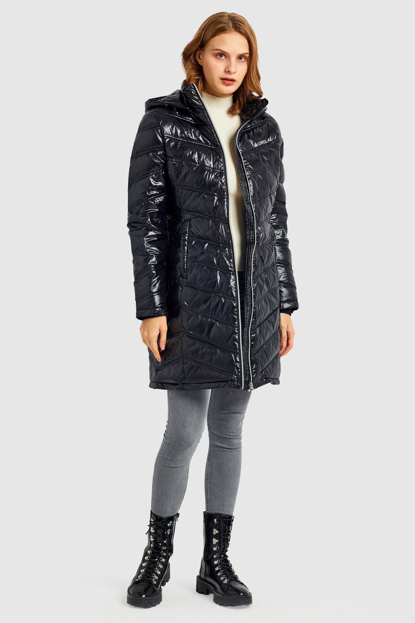 Orolay-Long Quilted Hooded Puffer Down Jacket-Long Quilted Hooded Puffer Down Jacket - Orolay, #color_Black