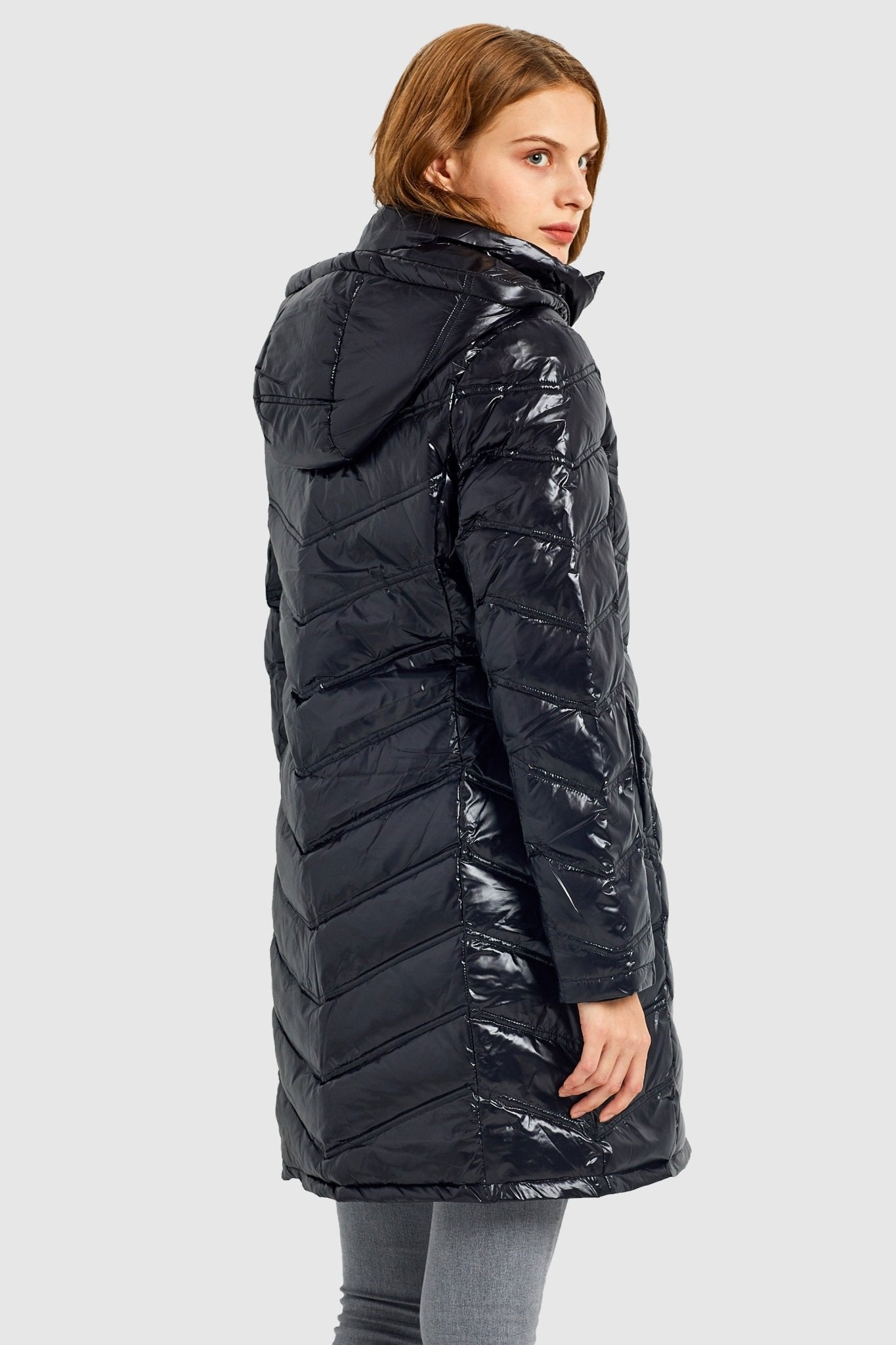 Orolay-Long Quilted Hooded Puffer Down Jacket-Long Quilted Hooded Puffer Down Jacket - Orolay, #color_Black