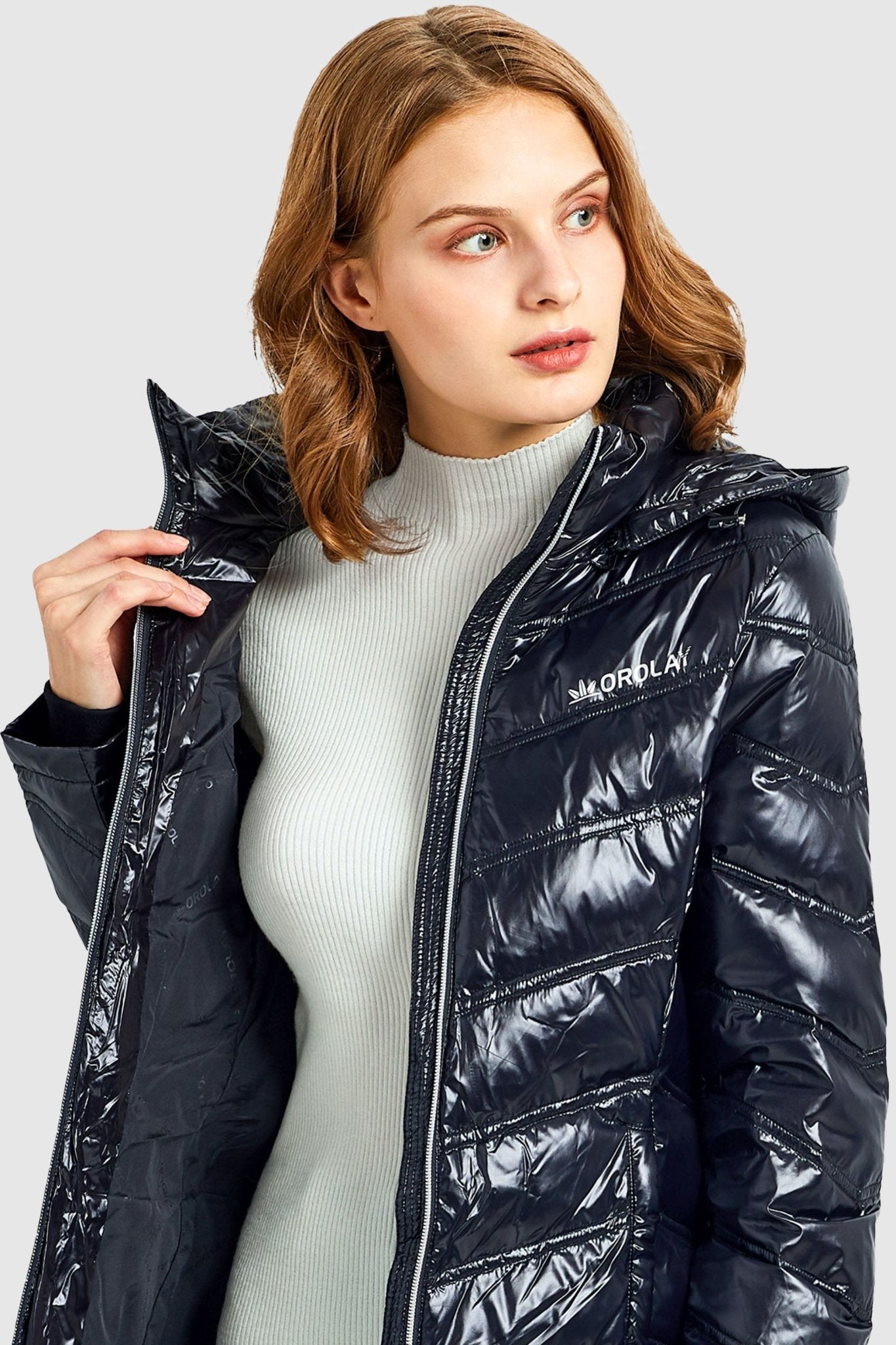 Orolay-Long Quilted Hooded Puffer Down Jacket-Long Quilted Hooded Puffer Down Jacket - Orolay, #color_Black