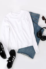 Orolay-Long Sleeve Crop T-shirt-#color_White