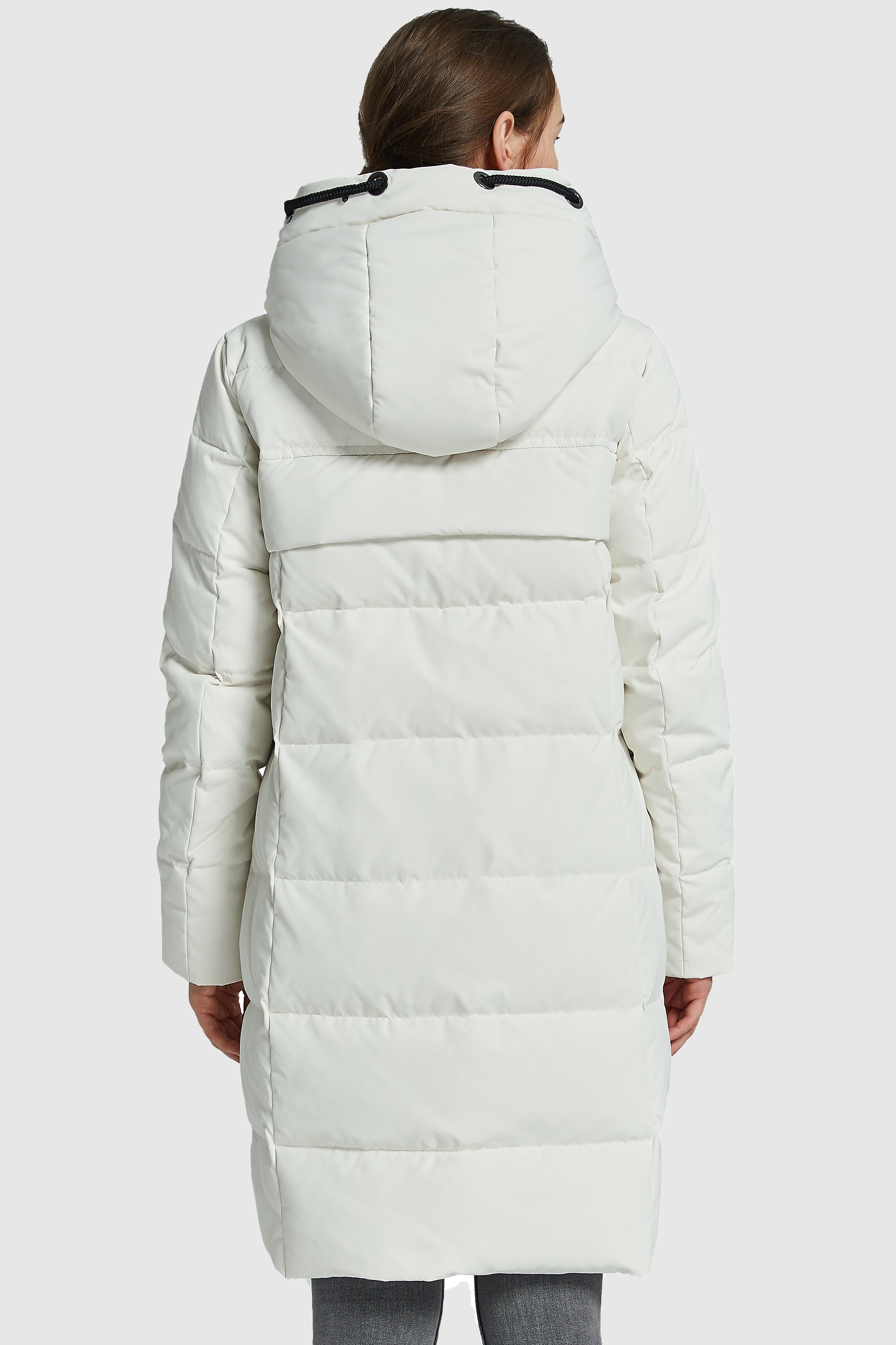 Orolay-Long Thickened Hooded Down Jacket-Orolay Long Thickened Hooded Down Jacket women #color_White