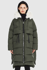 Orolay-Long Winter Puffer Jacket-Long Winter Puffer Jacket - Orolay, #color_Chive