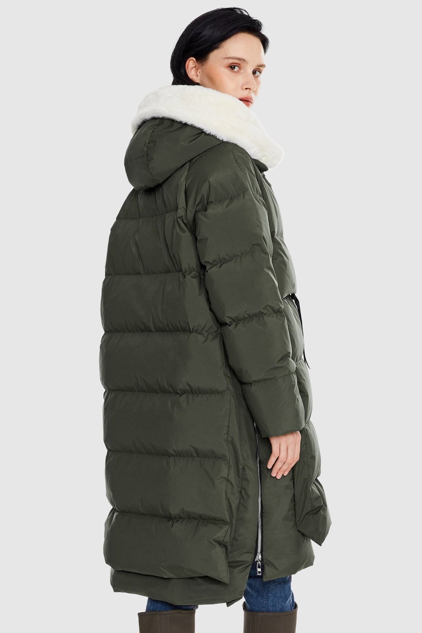 Orolay-Long Winter Puffer Jacket-Long Winter Puffer Jacket - Orolay, #color_Chive