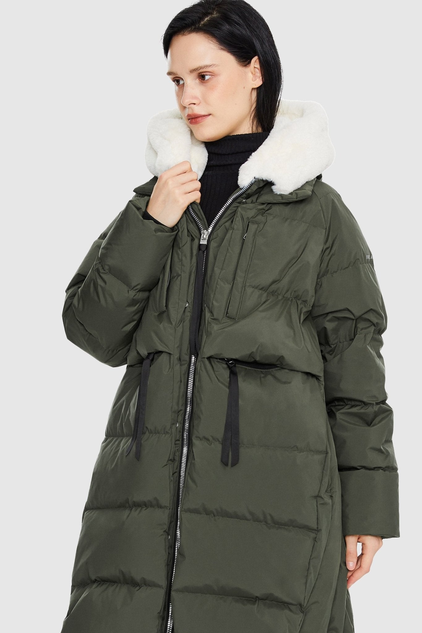 Orolay-Long Winter Puffer Jacket-Long Winter Puffer Jacket - Orolay, #color_Chive