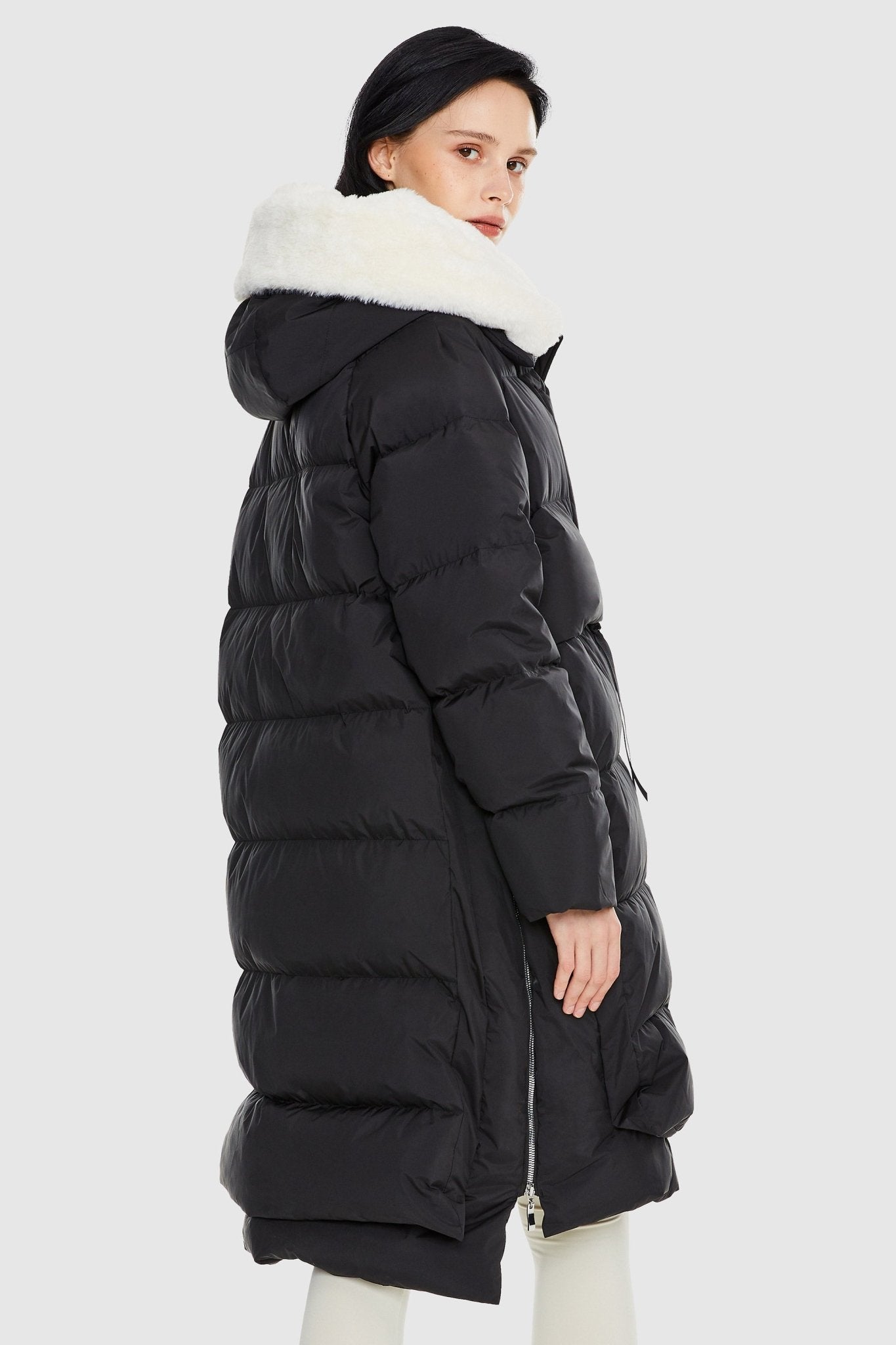 Orolay-Long Winter Puffer Jacket-Long Winter Puffer Jacket - Orolay, #color_Black