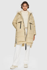 Orolay-Long Winter Puffer Jacket-Long Winter Puffer Jacket - Orolay, #color_Frosted Almond