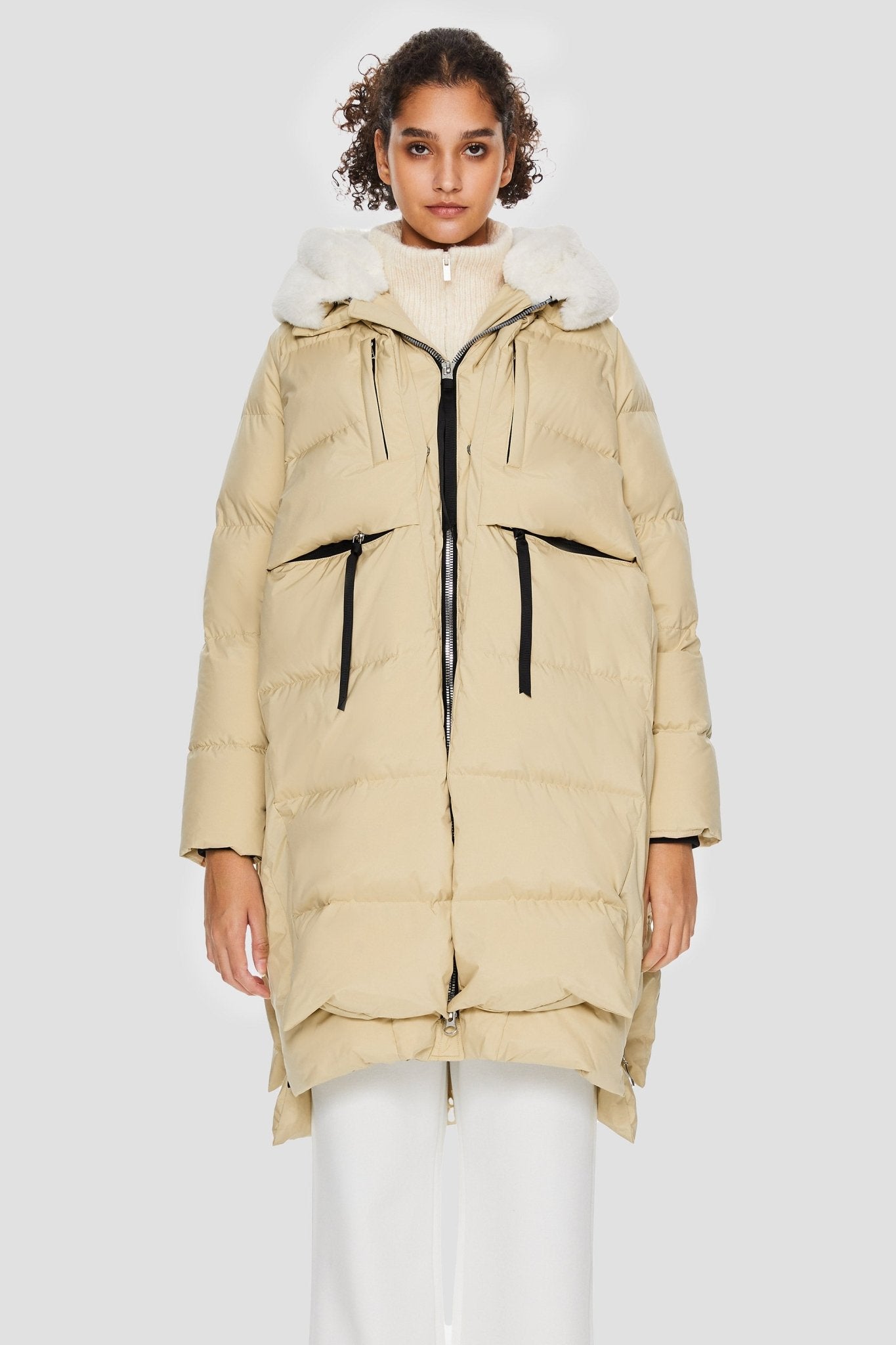 Orolay-Long Winter Puffer Jacket-Long Winter Puffer Jacket - Orolay, #color_Frosted Almond