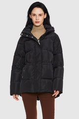 Orolay-Mid-Length Hooded Down Jacket-#color_Black