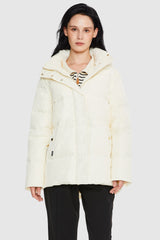 Orolay-Mid-Length Hooded Down Jacket-#color_Tofu