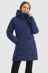 Orolay-Mid Length Slant Pocket Puffer Jacket-#color_Beacon Blue