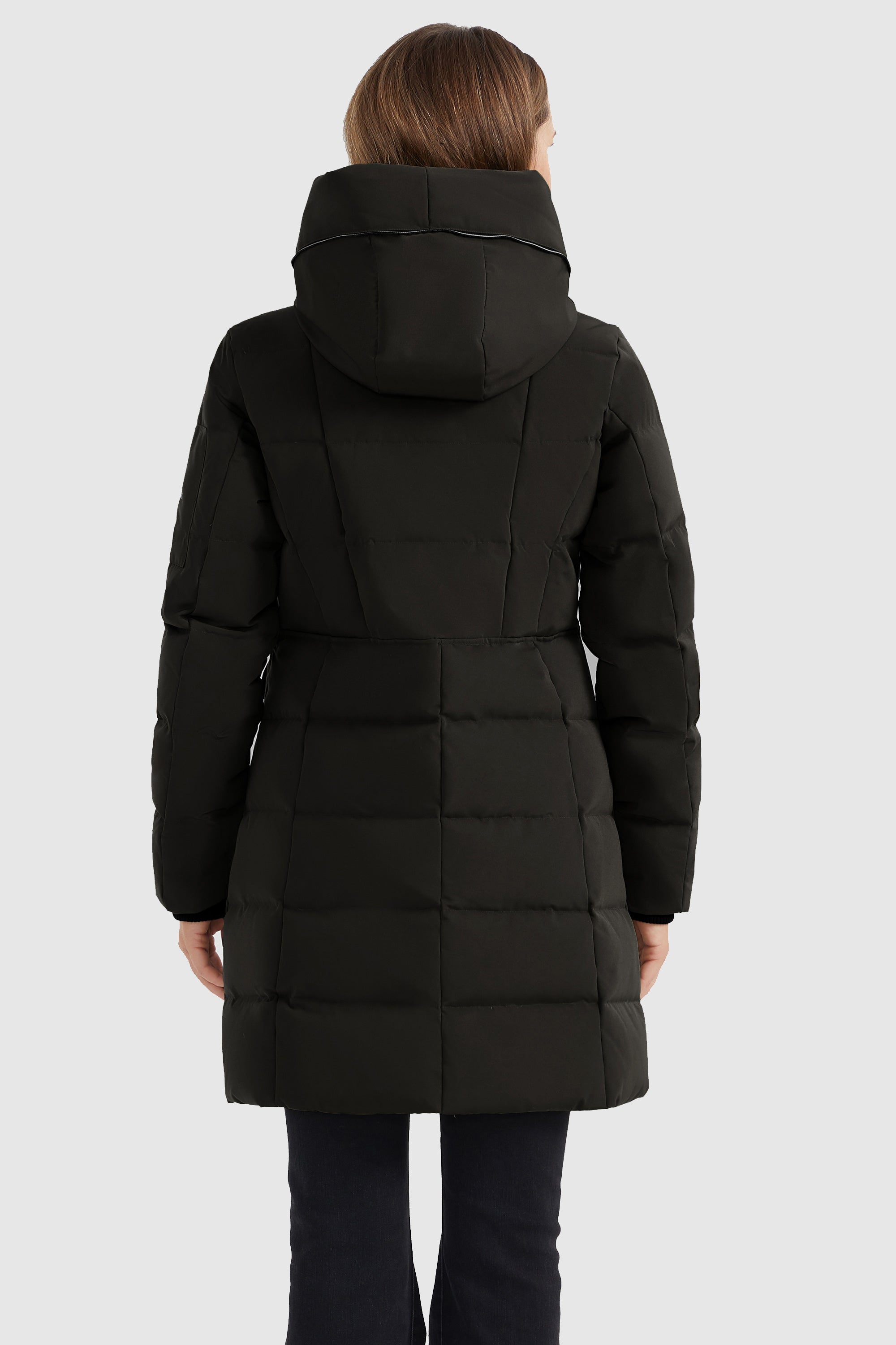 Orolay-Mid Length Slant Pocket Puffer Jacket-#color_Black