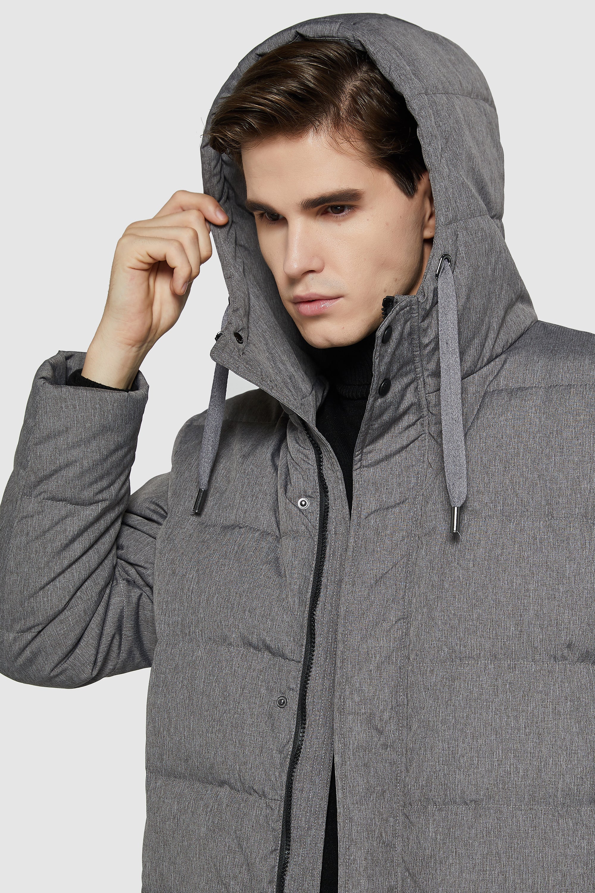 Orolay-Mid-Length Warm Hooded Puffer Down Jacket-#color_Night Owl