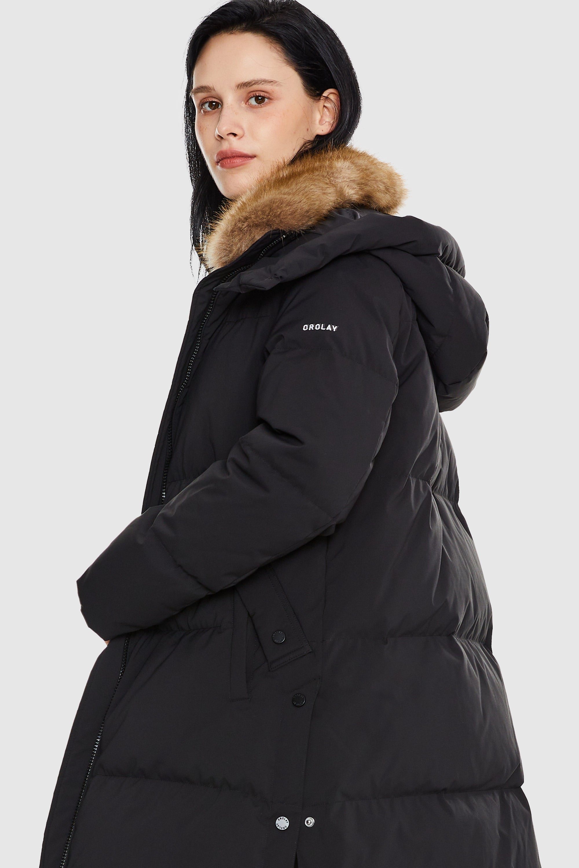 Orolay-Mid-Length Winter Thickened Puffer Jacket-#color_Black