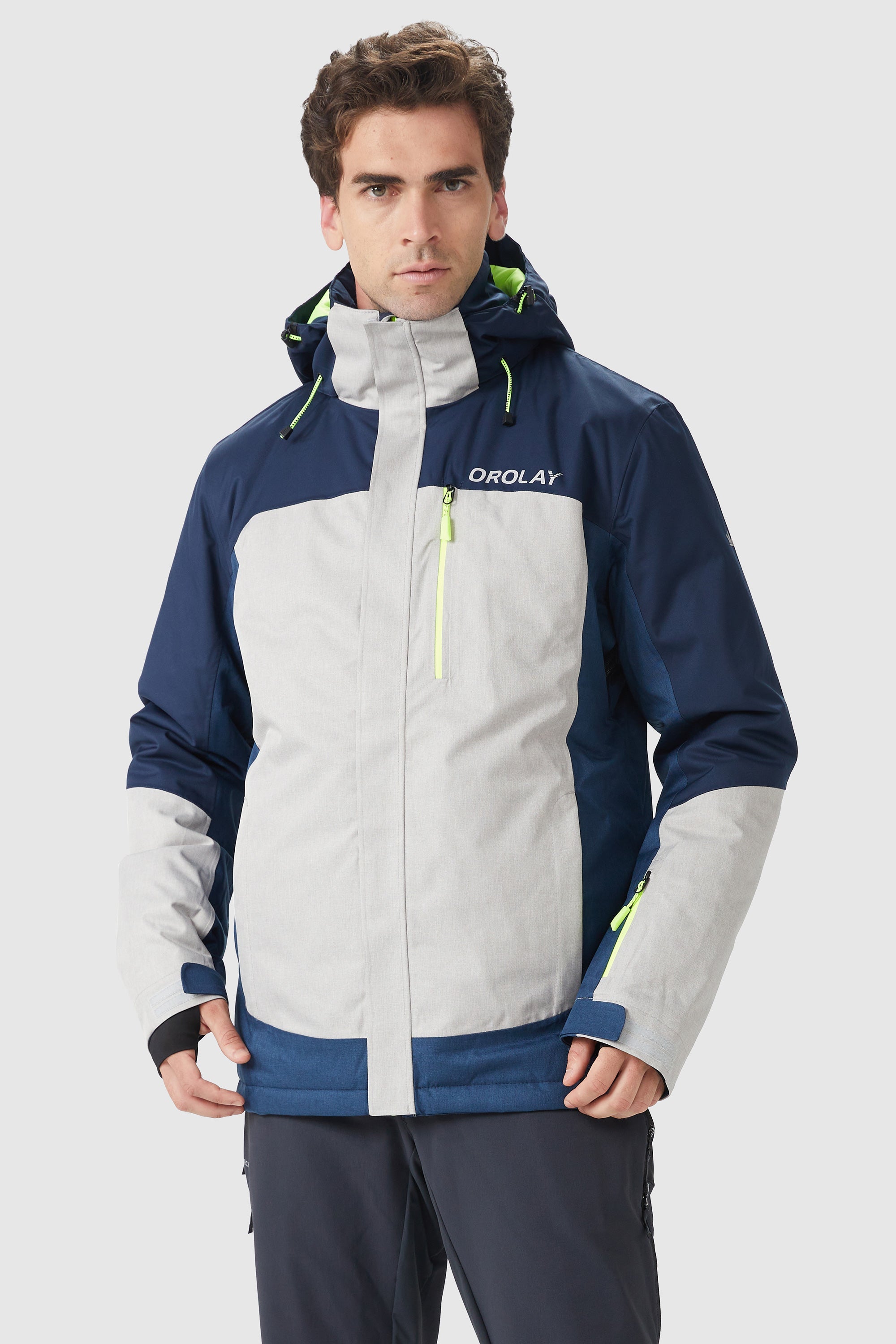 Orolay-Mountain Waterproof Ski Jacket-#color_Blue&Beige