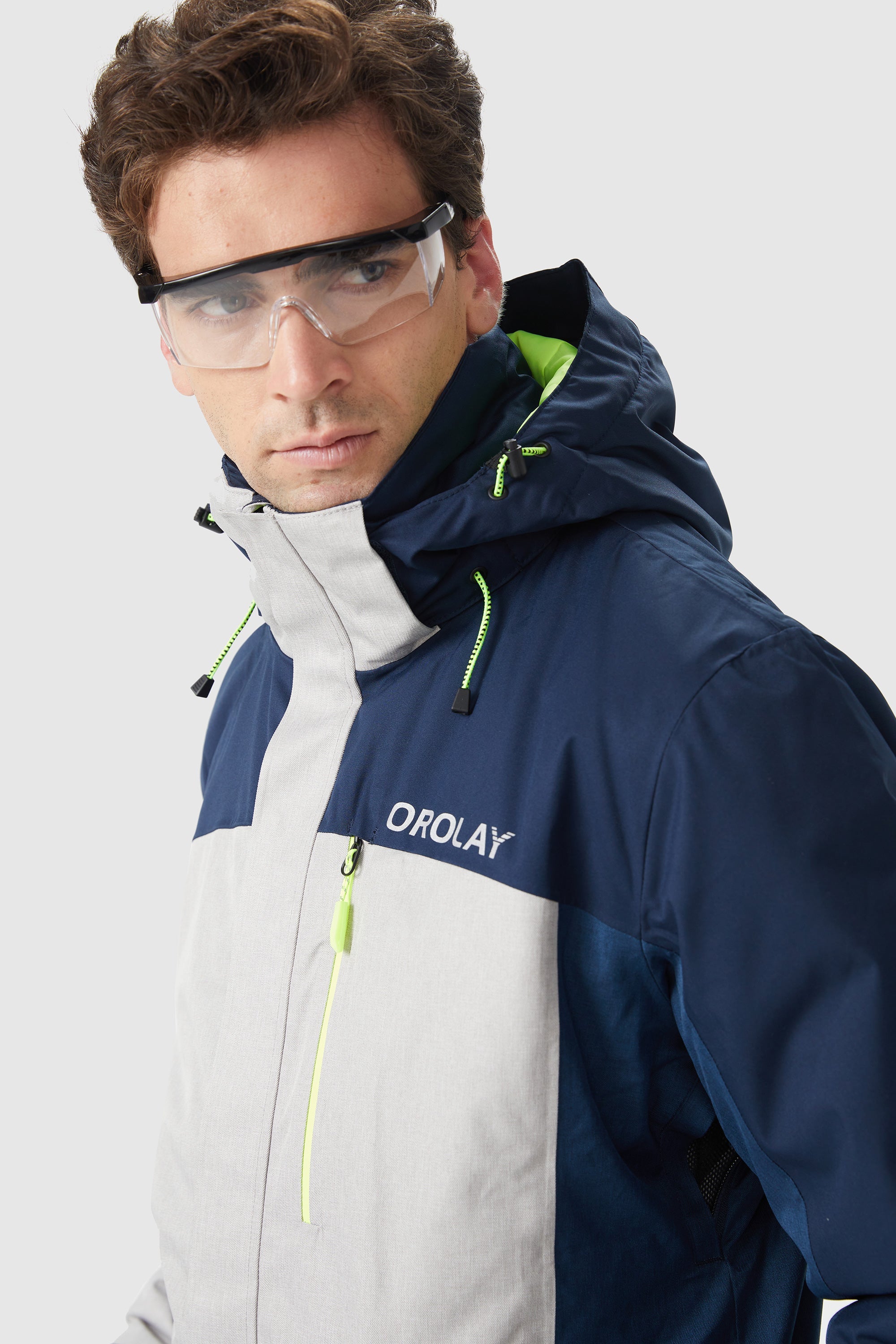 Orolay-Mountain Waterproof Ski Jacket-#color_Blue&Beige