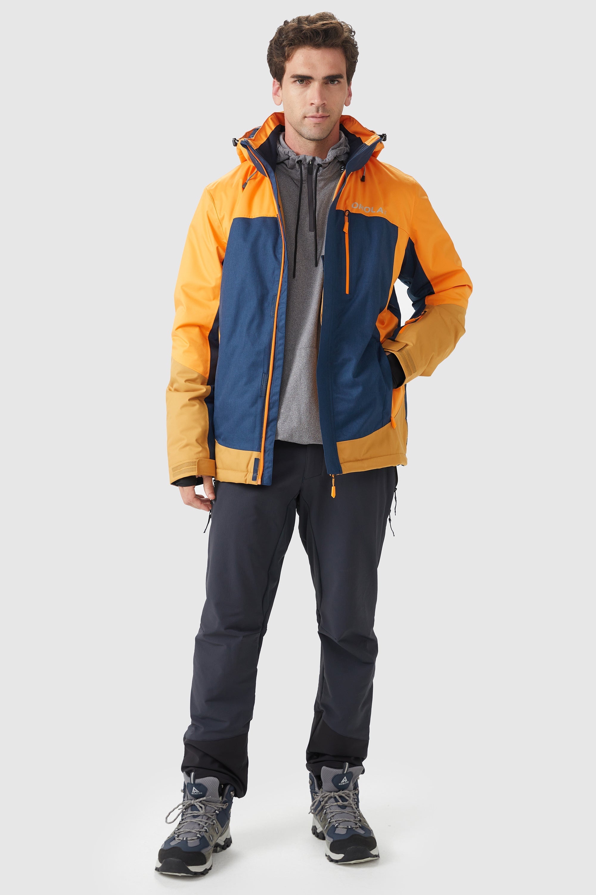 Orolay-Mountain Waterproof Ski Jacket-#color_Orange&Blue