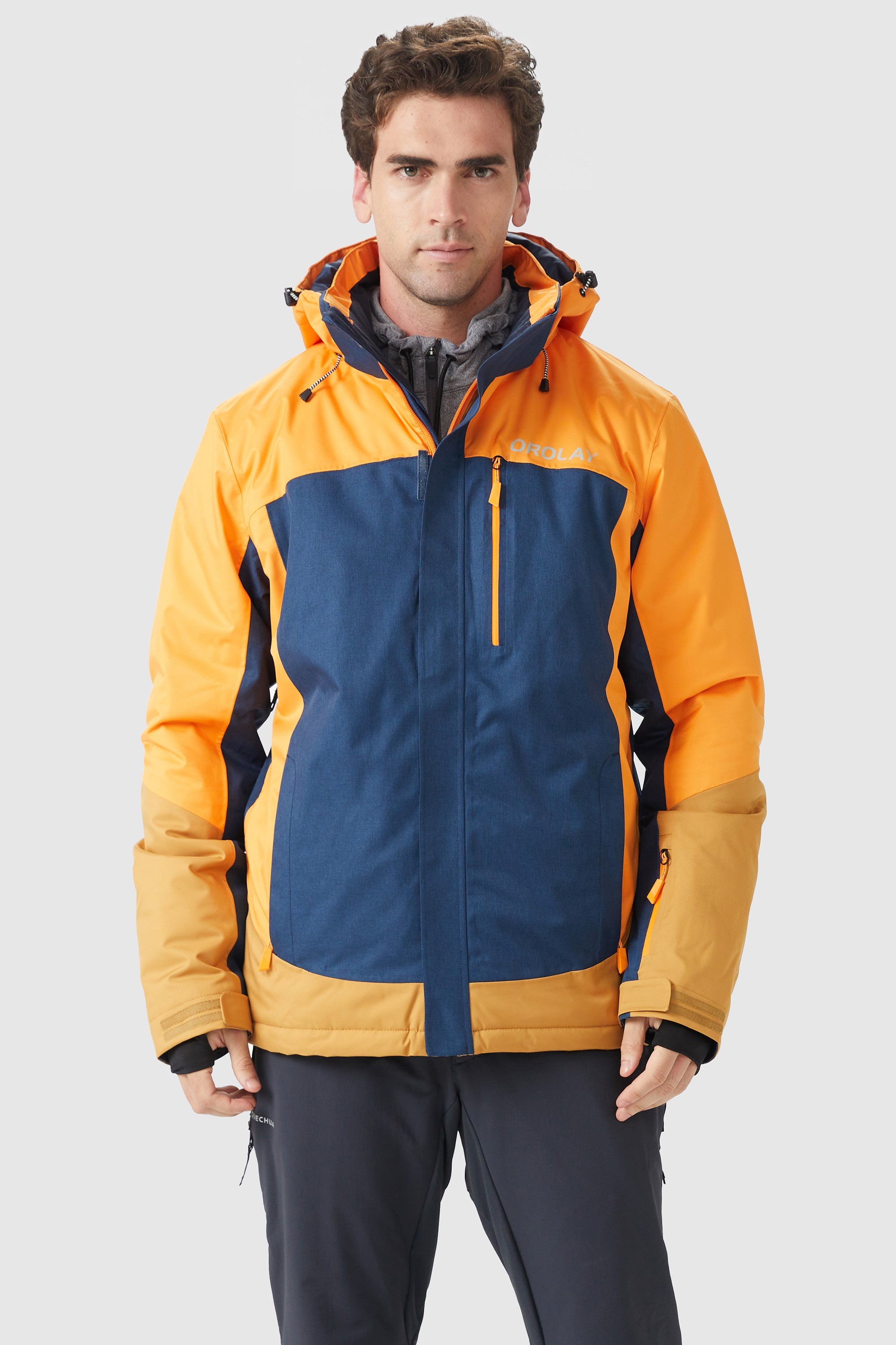 Orolay-Mountain Waterproof Ski Jacket-#color_Orange&Blue