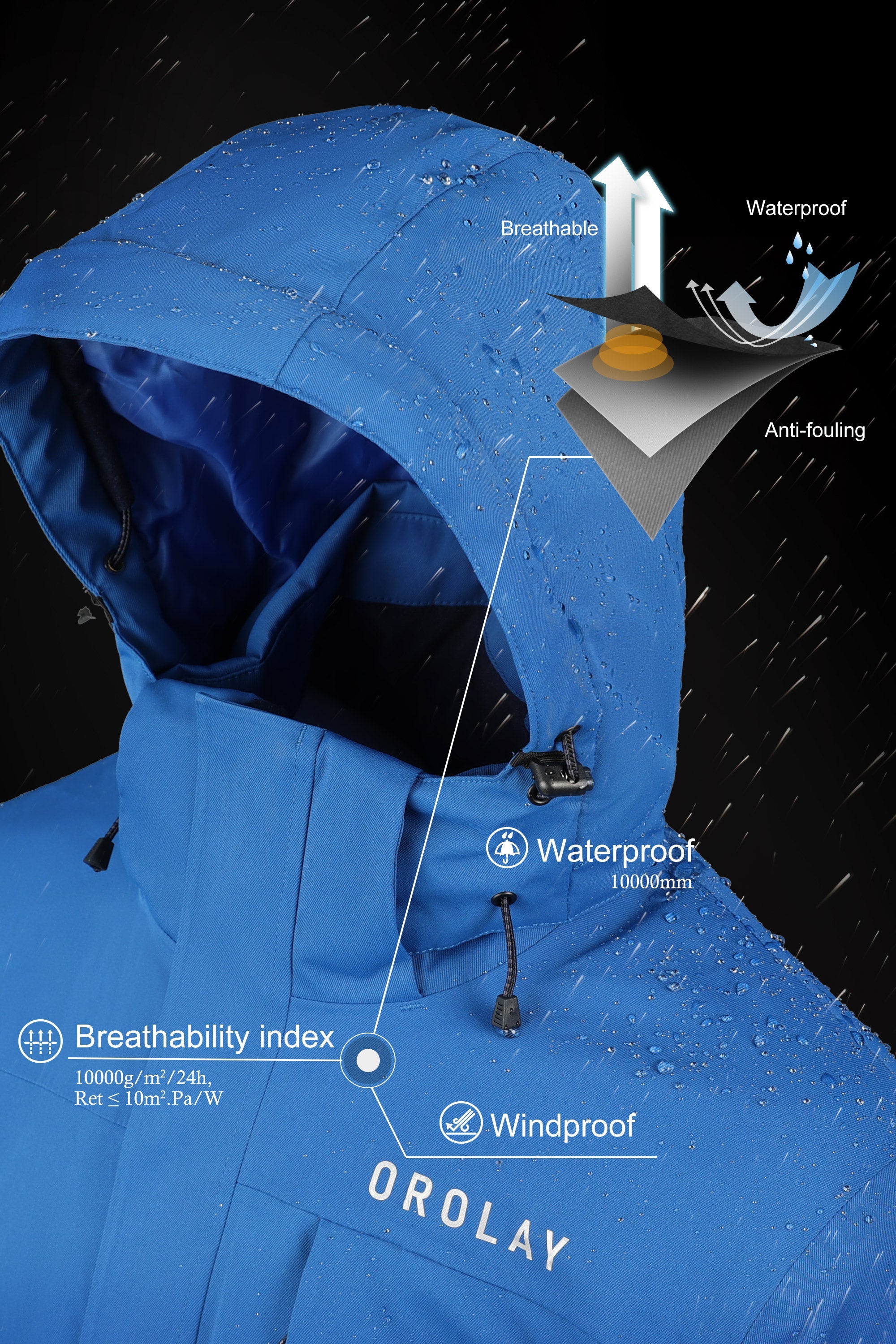 Orolay-Mountain Waterproof Ski Jacket-#color_Acidblue