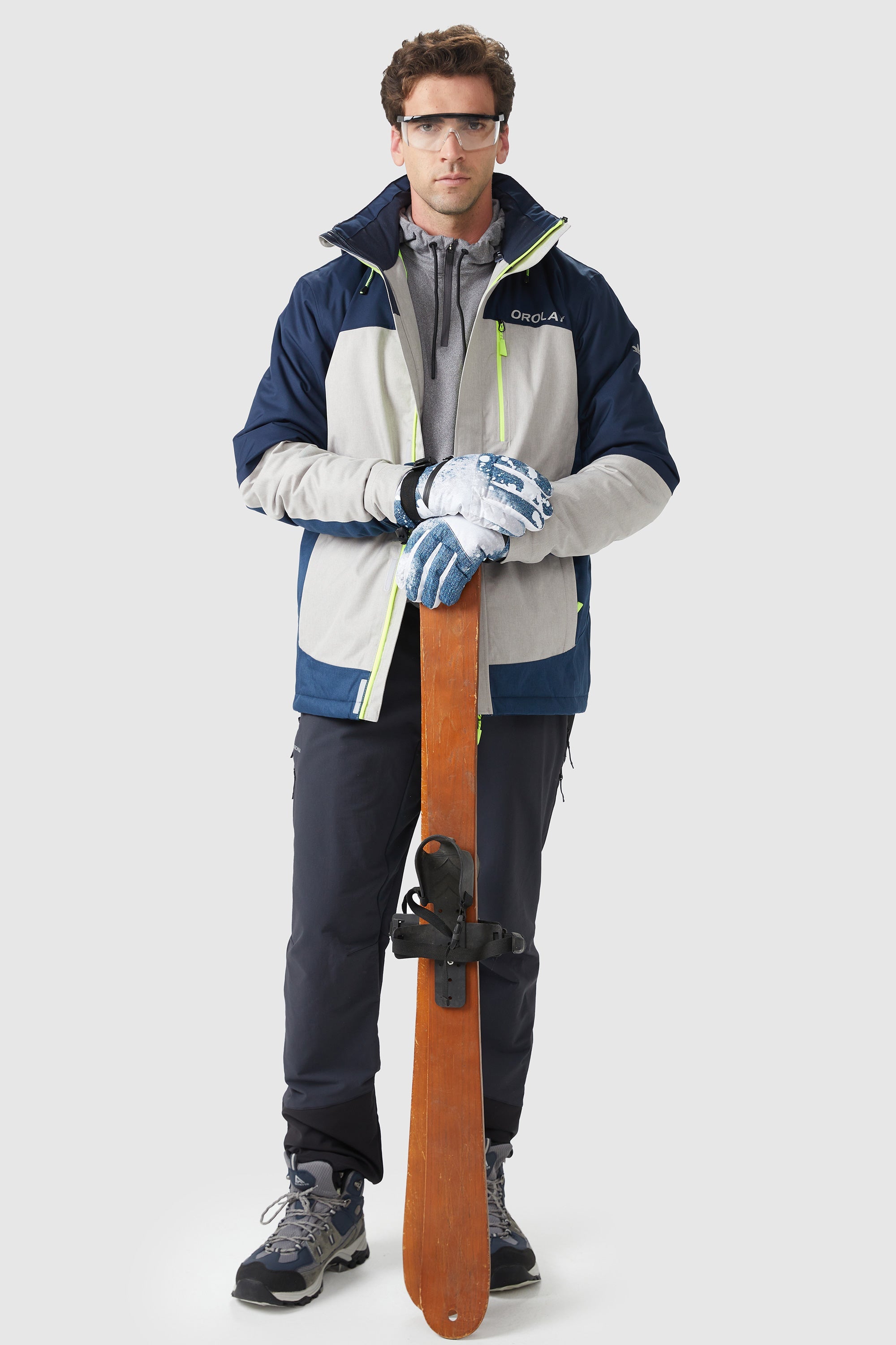 Orolay-Mountain Waterproof Ski Jacket-#color_Blue&Beige