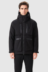 Orolay-Multi-pockets Hooded Down Jacket-#color_Black