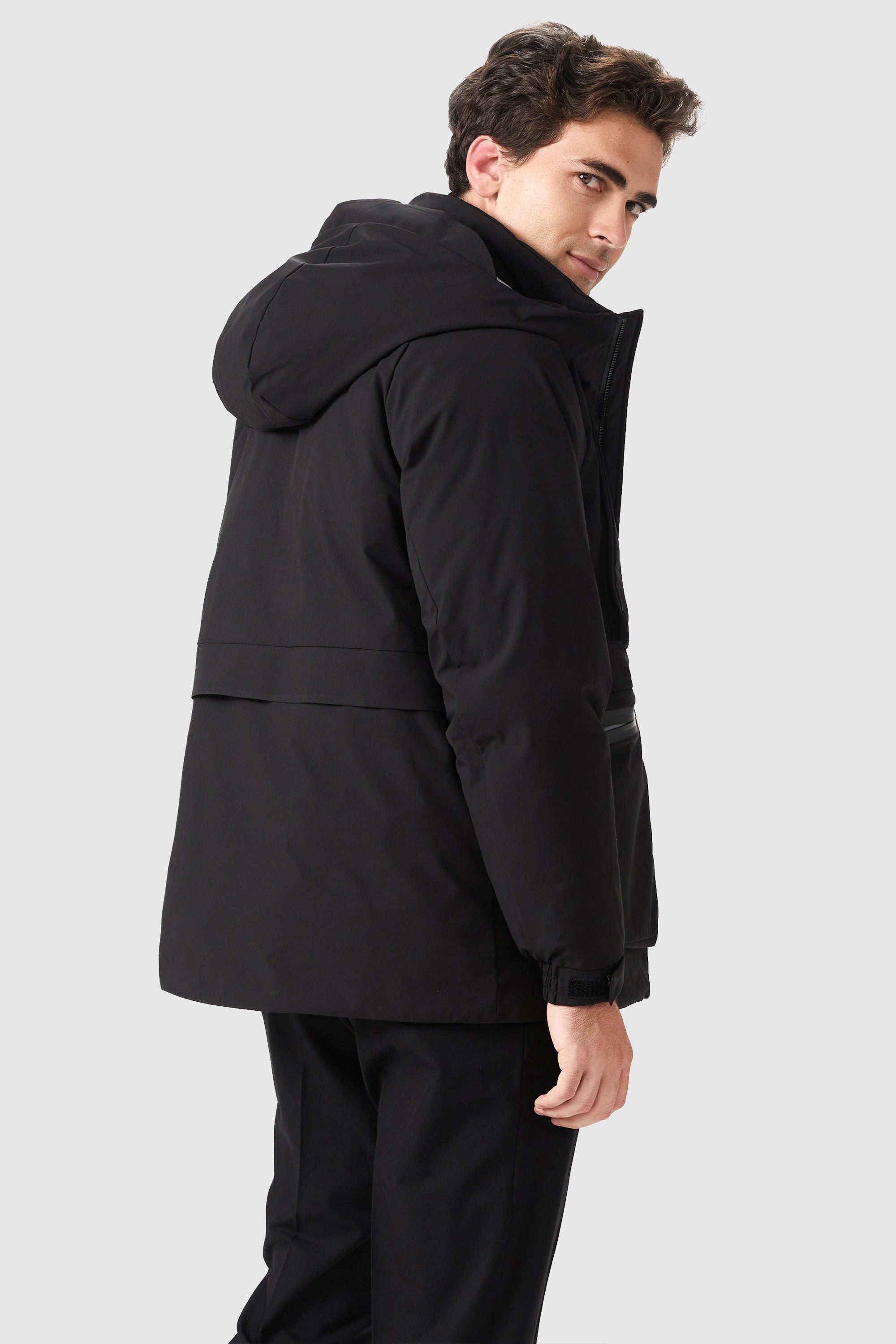 Orolay-Multi-pockets Hooded Down Jacket-#color_Black