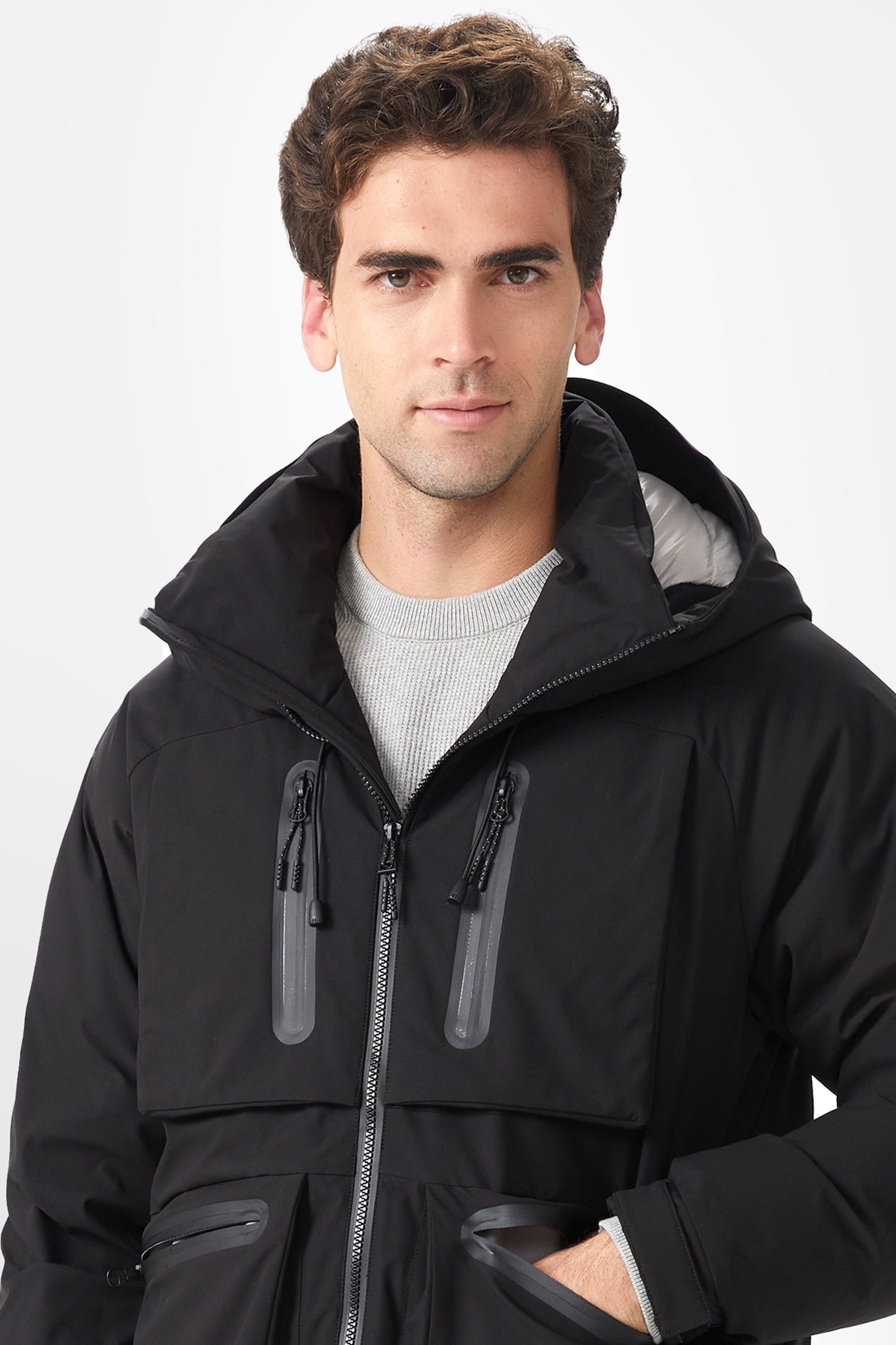 Orolay-Multi-pockets Hooded Down Jacket-#color_Black