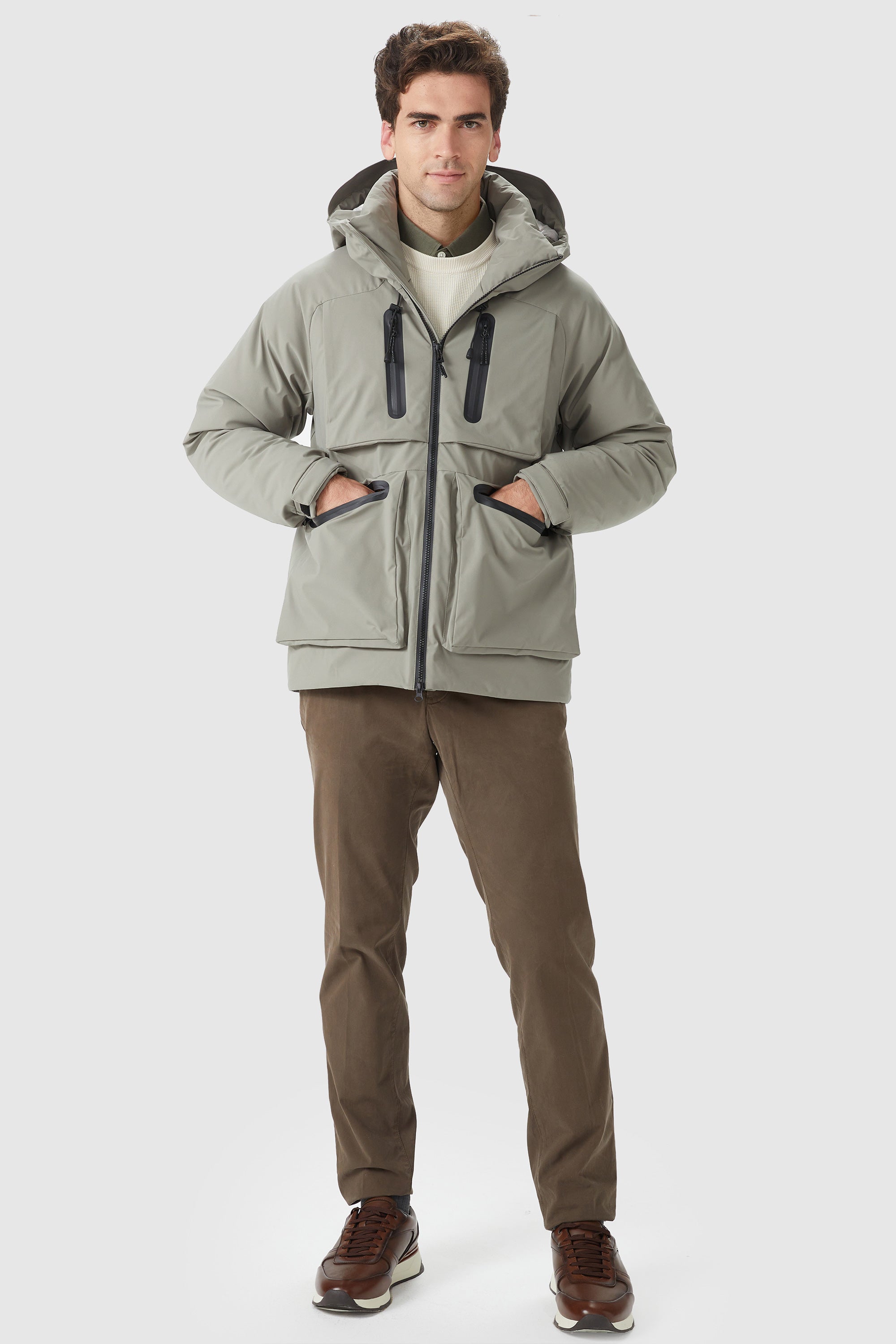 Orolay-Multi-pockets Hooded Down Jacket-#color_Alfalfa