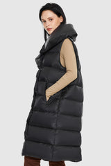 Orolay-Oversized Collar Puffer Down Vest-#color_Black