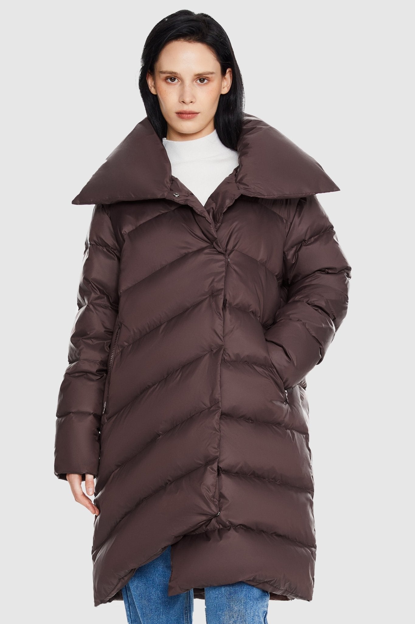 Orolay-Oversized Collar Puffer Jacket-Oversized Collar Puffer Jacket - Orolay, #color_Fudge