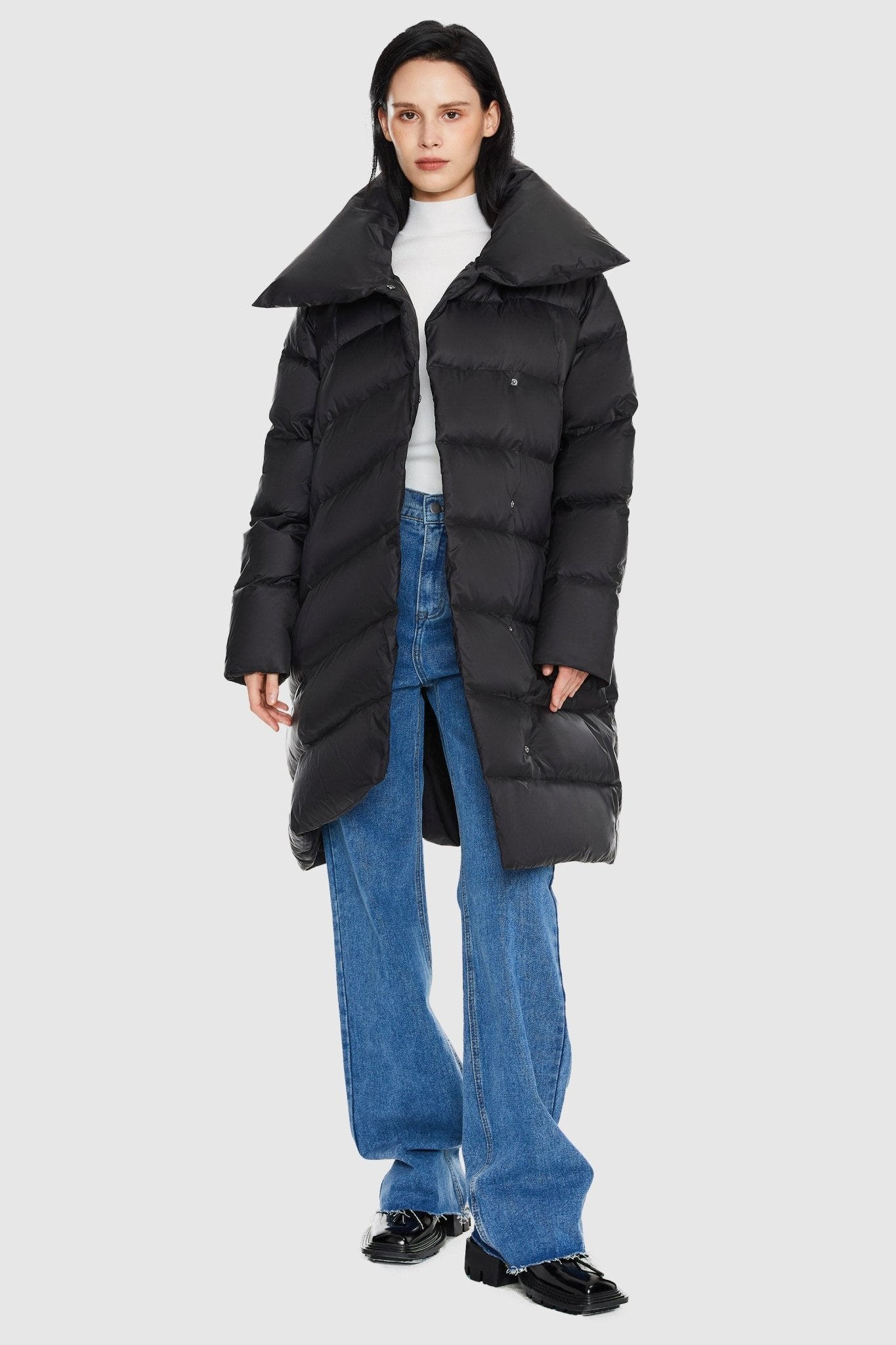 Orolay-Oversized Collar Puffer Jacket-Oversized Collar Puffer Jacket - Orolay, #color_Black