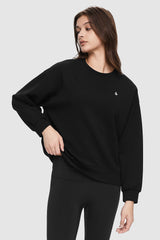 Orolay-Oversized Crewneck Sweatshirt-Image 2 of Oversized Crewneck Sweatshirt from Orolay - #color_Black