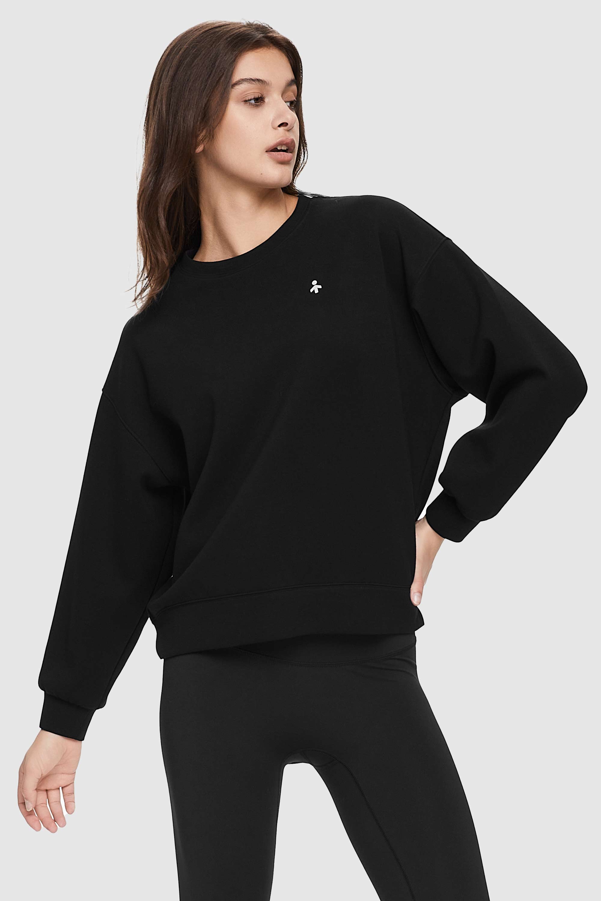 Orolay-Oversized Crewneck Sweatshirt-Image 3 of Oversized Crewneck Sweatshirt from Orolay - #color_Black