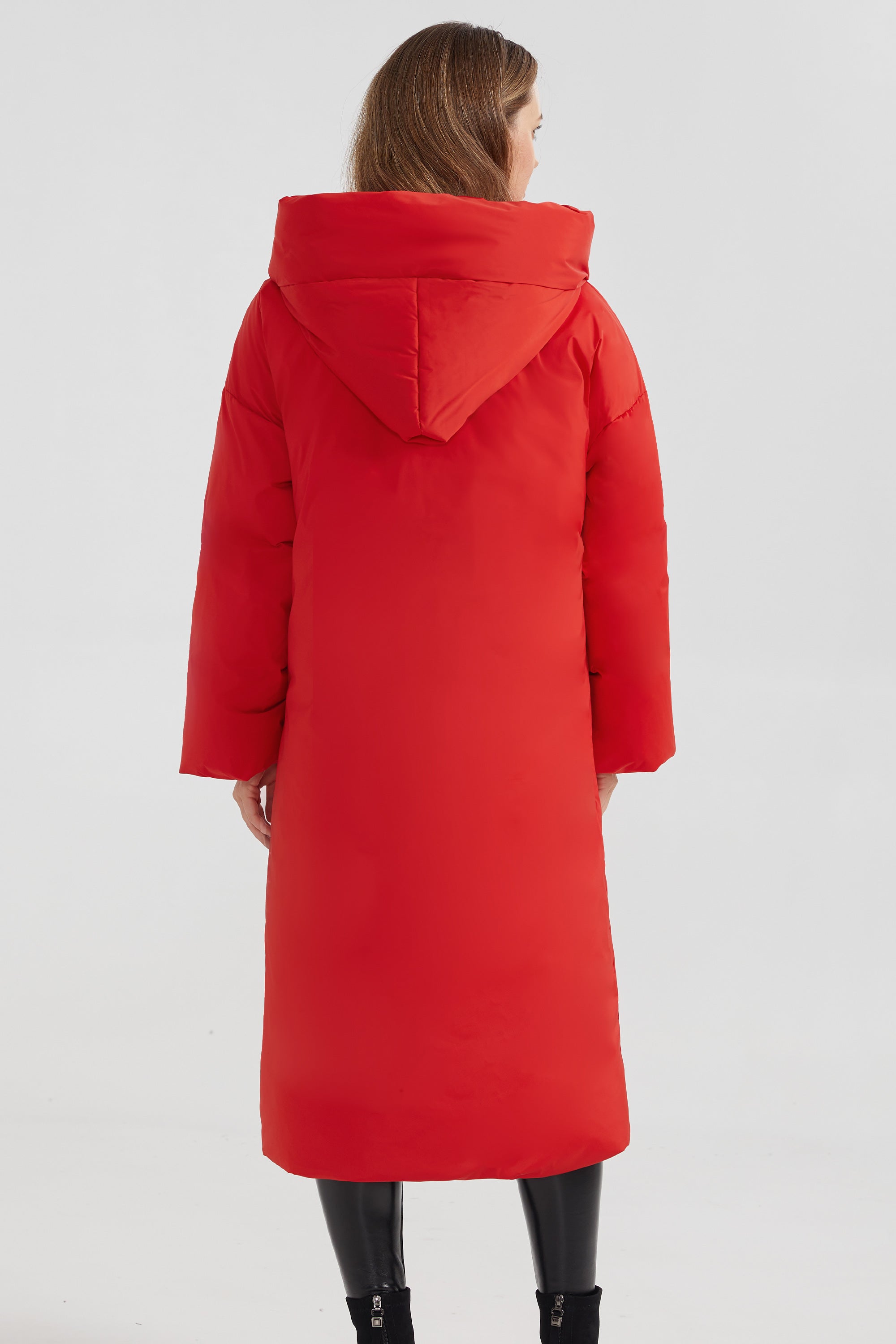 Orolay-Oversized Long Puffer Down Coat with Hood-#color_Fiery Red