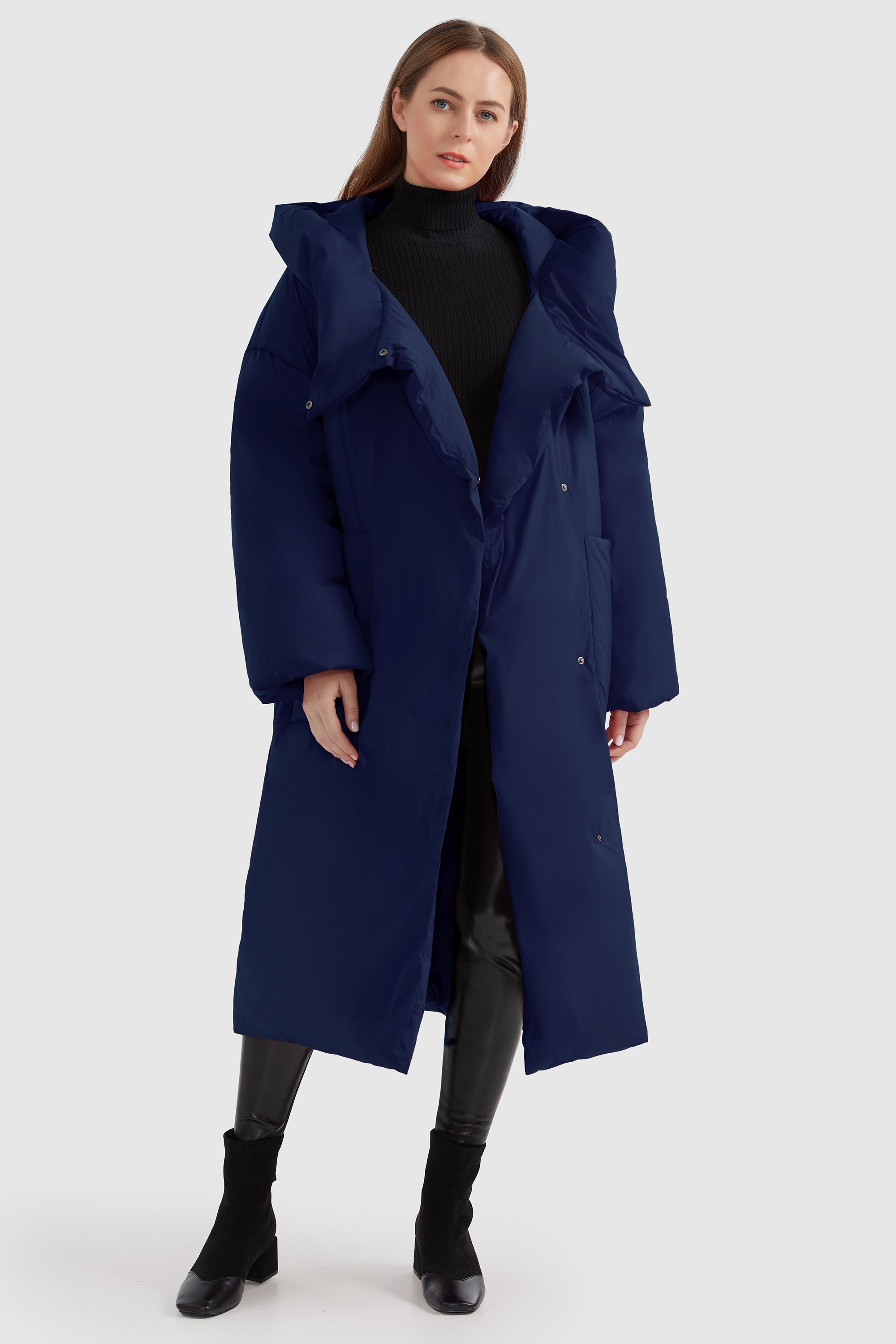 Orolay-Oversized Long Puffer Down Coat with Hood-#color_Beacon Blue