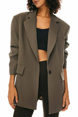 Orolay-Oversized Office Blazer-Image 5 of Long Sleeve Office Blazer from Orolay - #color_Sepia