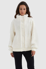 Orolay-Oversized Snap Button Sherpa Coat-Oversized Snap Button Sherpa Coat - Orolay, #color_Tofu