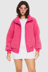 Orolay-Oversized Snap Button Sherpa Coat-Oversized Snap Button Sherpa Coat - Orolay, #color_Azalea Pink