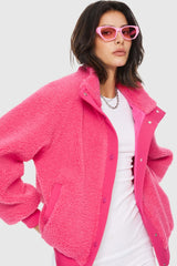 Orolay-Oversized Snap Button Sherpa Coat-Oversized Snap Button Sherpa Coat - Orolay, #color_Azalea Pink