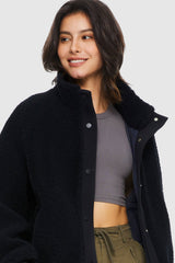 Orolay-Oversized Snap Button Sherpa Coat-Oversized Snap Button Sherpa Coat - Orolay, #color_Navy