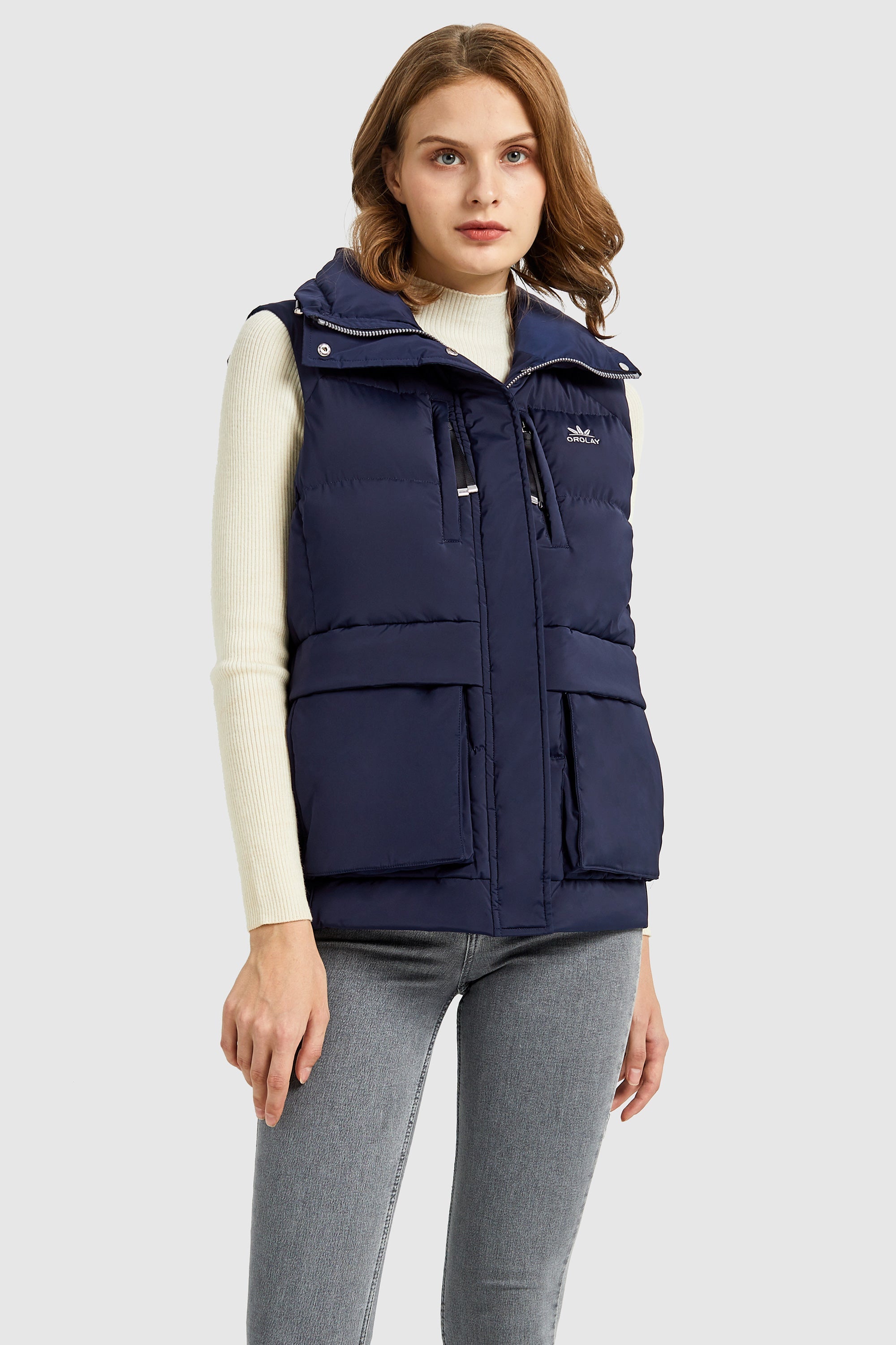 Orolay-Packable Stand Collar Puffer Light Down Vest-#color_Beacon Blue