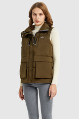 Orolay-Packable Stand Collar Puffer Light Down Vest-#color_Breen