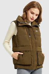 Orolay-Packable Stand Collar Puffer Light Down Vest-#color_Breen