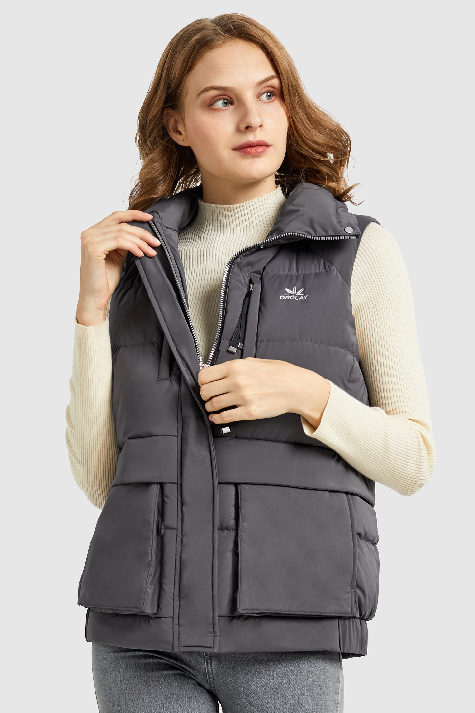 Orolay-Packable Stand Collar Puffer Light Down Vest-#color_Night Owl