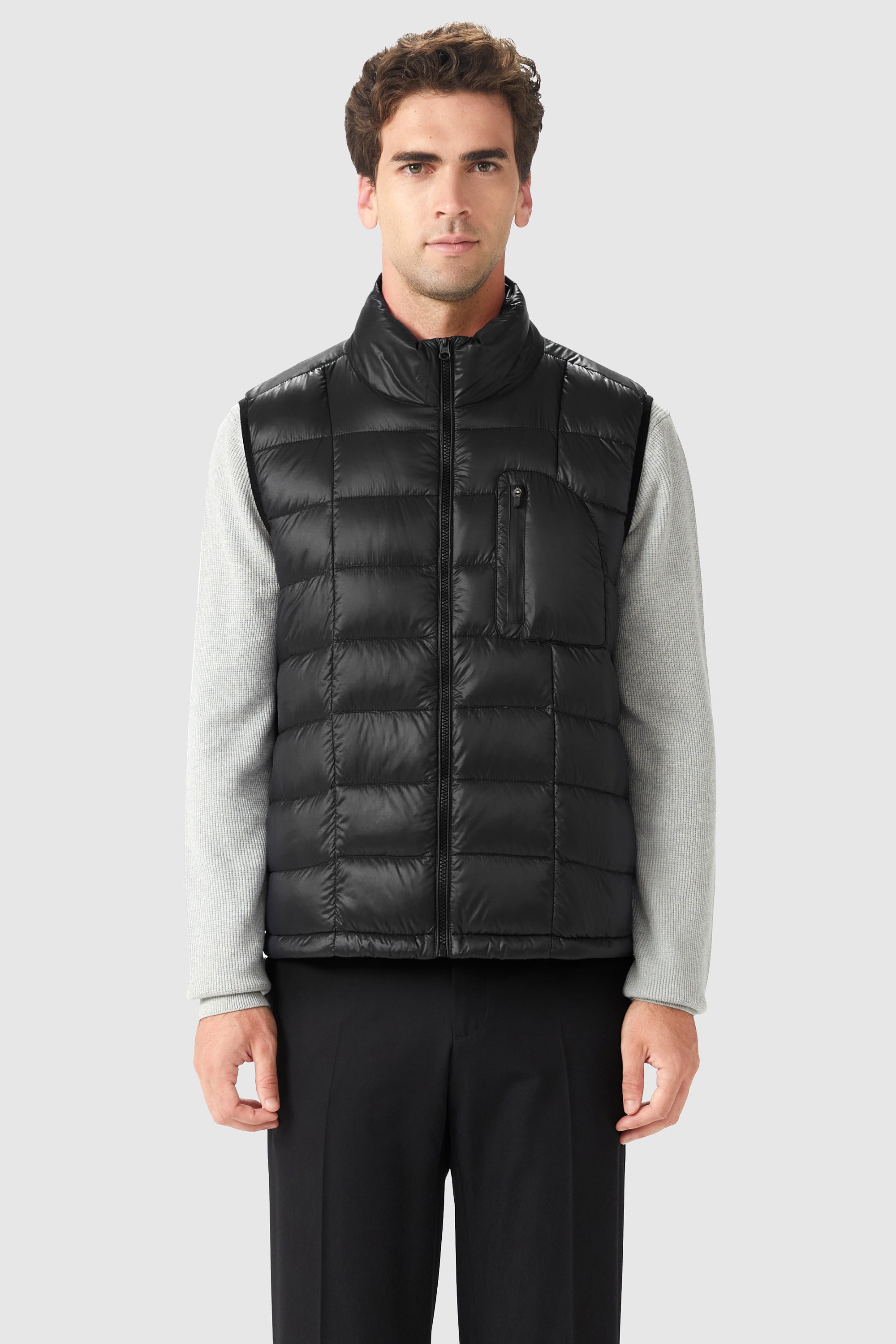 Orolay-Packable Winter Vest with Stand Collar-#color_Black