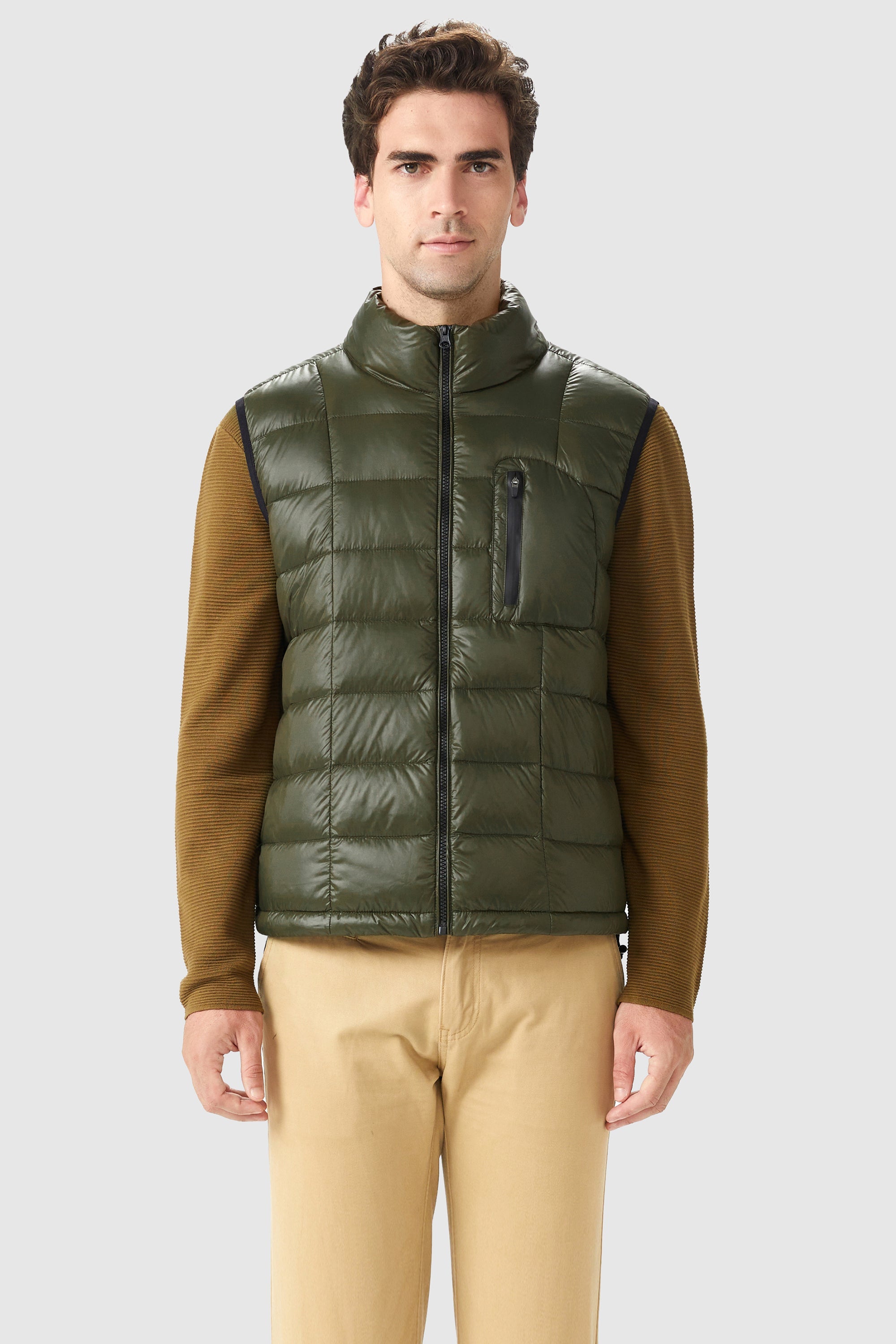 Orolay-Packable Winter Vest with Stand Collar-#color_Chive